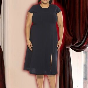 NWT Alexia Admor ‘Lily’ Midi Dress in Navy Blue Plus Size 1X